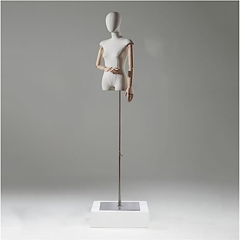 schneiderpuppe Schneiderpuppe Damenbüste Weiblich Mit Kopf Und Holzarmen, Höhe Verstellbar 56-80 Zoll Schaufensterpuppe Kleiderständer Schneiderbüste Für Schmuck-Display for Clothing Shop Dresses ( Si