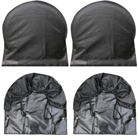 Lot de 4 housses de pneu imperméables, coupe-vent, housses de protection de pneu anti-UV, neige, soleil, pluie, avec crochets et cordon élastique pour camping-car, remorque, camion, camping-car