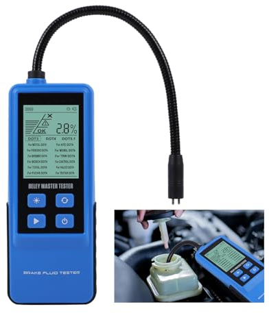 PARAOUTIL KFZ Bremsflüssigkeitstester für DOT3 DOT4 DOT5.1 Bremsflüssigkeitsprüfer Siedepunkt 2.2 écran Hintergrundbeleuchtung Tester Bremsflüssigkeit mit hoher Empfindlichkeitsprüfsonde 710mm