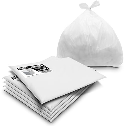 RE-GEN 30L Heavy Duty Medium Kitchen, Bathroom Square Bin Liners White Refuse Sacks (5 Pack, 500 Bags) Everyday, Office & Home Use | Premium Grade Rubbish Garbage Bags 380/600 x 600mm
