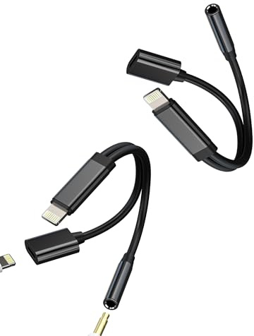 Adaptateur Lightning vers Jack 3,5mm Accessoires Chargeur Écouteurs (2 Pack) AUX Voiture Casques Dongle Câble Audio AUX pour Apple pour iPhone 14 13 12 11 Pro Max pour iPad Air Charge Convertisseur