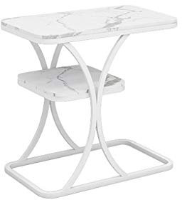 Exquisite Nachttische, Marmor-Couchtisch, mehrschichtiger C-förmiger Metall-Beistelltisch, Heimbüro, Bücherzimmer, Zeitungsständer, Größe: 50 x 30 x 51 cm. Korbtisch (Farbe: E, Größe: 50 x 30 x 51 cm)