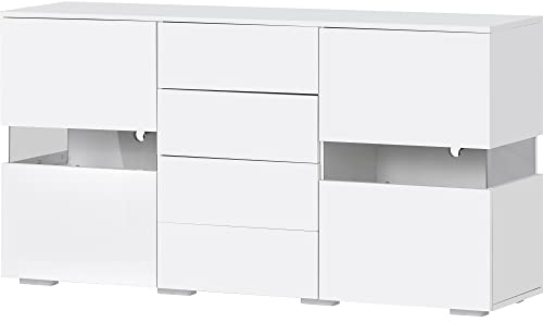 Anrichtenschrank mit 16 Farben, LED beleuchtet, matt, Hochglanz, Weiß, für Esszimmer, Wohnzimmer