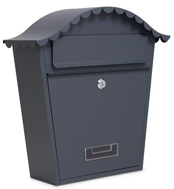 Assorted Collections Boîte aux Lettres Murale verrouillable avec 2 clés, en Acier galvanisé résistant aux intempéries, Facile à Installer (Grise)