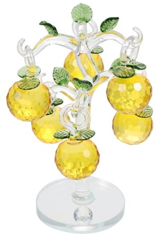 PRETYZOOM 1 Ensemble Cristal Pommier Fruits Décor Fructueux Plante Artificielle Mini Table Cristaux pour L'Artisanat Figurine Jaune Cristal Pommier Arbre en avec Pommes Ornement