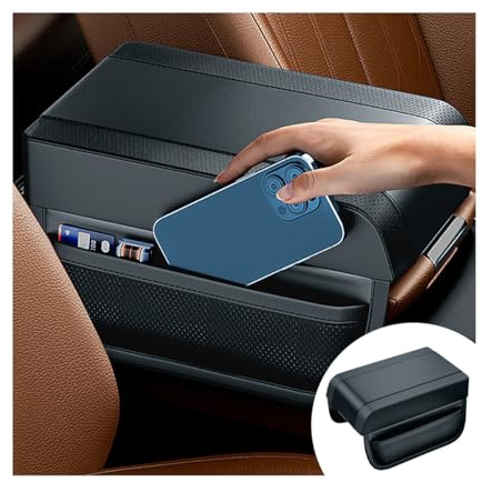 JNNJ Wasserdichte Auto Armlehne Schutzabdeckung, Auto Armlehne Sitz Box Abdeckung Zubehör Innenraum Schutz, Auto-Armlehne Sitz Box Cover Protector, Armlehne Box Memory Foam Booster-Kissen(Schwarz)