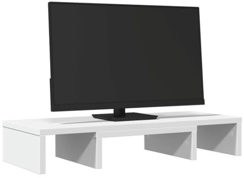 Tidyard Monitorständer Verstellbar Schreibtischaufsatz Monitorerhöhung Bildschirm PC Regal Aufsatz Bildschirmerhöhung Weiß 60x24x10,5 cm Holzwerkstoff