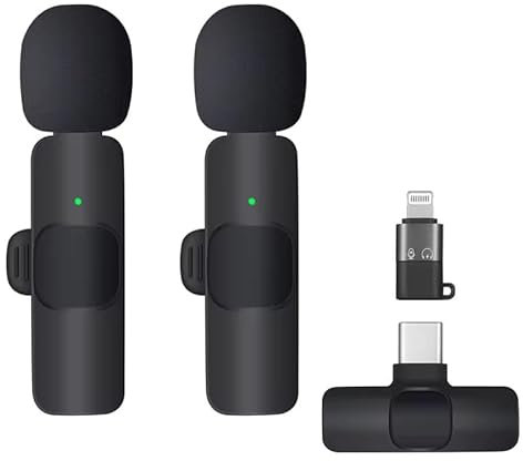 Wireless Lavalier Microphone Set For IPhone, IPad, Android-Dual Microphones with Lapel Clip, Great For Vlogging, YouTube TikTok