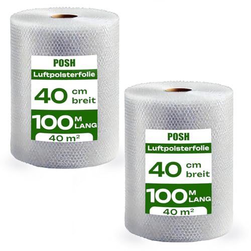 Lot de 2 rouleaux de papier à bulles - 100 m x 40 cm de large - Idéal pour l'emballage, l'expédition et la protection
