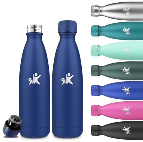Grsta Borraccia Termica, Borraccia 500 ml, Senza BPA, Borraccie Bambini, Senza Perdite, Borraccie Acciaio Inox, Mantiene Caldo per 12 Ore/Freddo 24 Ore, Borracce per Scuole, Caffè, Uffici, Campeggio