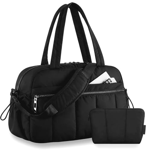 Votoko Sporttasche Damen, 24L Puffer Reisetasche Weekender Damen Gym Bag Kliniktasche Geburt Travel Bag Mit PVC Nasse Tasche und Kleines Paket für Gym, Fitness, Schwimmen, Arbeit