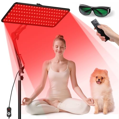 Morfone Red Light Infrared Lamp for Body 660nm, 850nm, 940nm Tri-Wavelength | 120 LED Infrared Light Panel with Magnetic Remote Adjustable Stand Protective Glasses, Home Use, Gift for Women Girl, Black M
