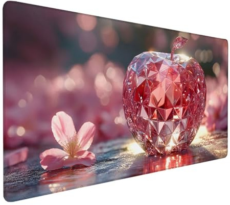 Tappetino Mouse rosa Tappetino Scrivania 900x400x3mm, Mousepad mela Mouse Pad Resistente Confortevole con Bordi Cuciti, Antiscivolo Lavabile Accessori Scrivania per Giocatori, Ufficio e Casa XZ-930