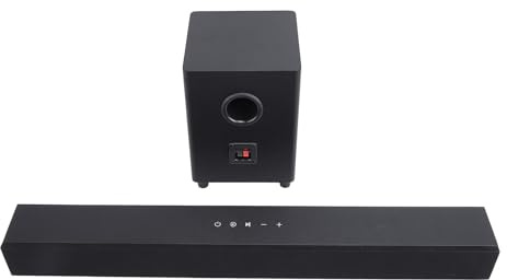 Asixxsix Sound Bar, 60W Home Theater Surround Sound System, 3.5mm Headphone Jack, for Tv, Games, Computers, Projectors, Televisions, Surround Sound Systems, Music Player (UK Plug)