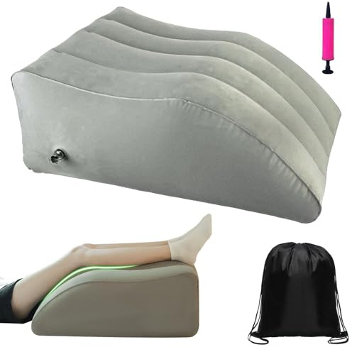 ProPillows Venenkissen Aufblasbar Beinkissen zum Hochlagern – Füße Hochlegen zur Besseren Durchblutung, Tragbares Venenkissen Aufblasbar, Schlafschlafbrille Gegen Licht, für BüRo & Zuhause (Grau)