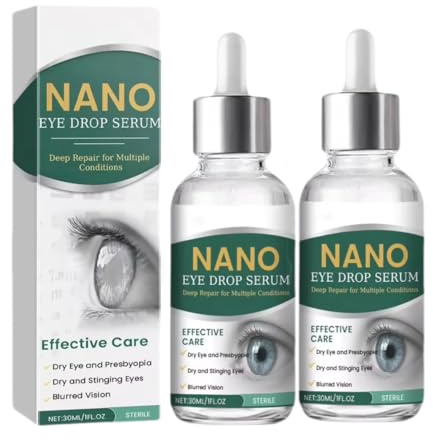 Suero Nano para Ojos, Gotas para la Presbicia, Gotas para la Recuperación de la Visión, Alivio de la Fatiga Ocular, Cuidado de los Ojos (2 piezas)