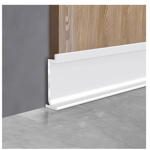 Plinthe incrustée en alliage d'aluminium, moulure métallique ultra-mince de 20/30/40/50/60 mm, for une décoration intérieure moderne, 125 cm, lot de 4.(Milk,20mm/0.79in)
