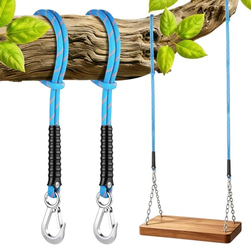 Schaukel Befestigung Seil 60cm, 2er Blau Hängematte Befestigung mit Haken