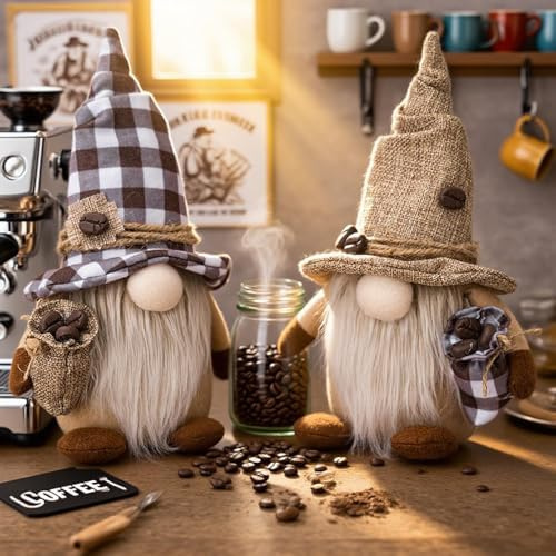 2 gnomi da caffè, decorazione primaverile, estate, gnomo, decorazione autunnale, gnomo, statuette, decorazione primaverile, decorazione autunnale, da appendere, in peluche, per autunno