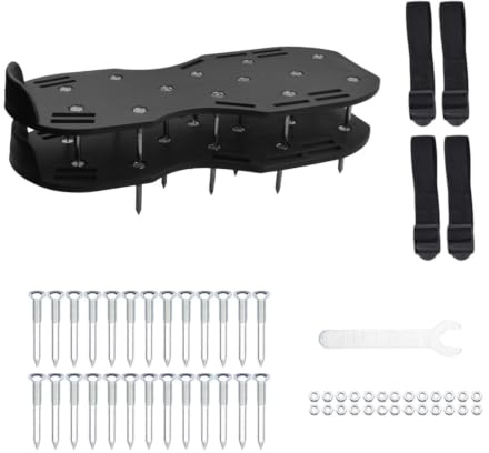 Zapatos Aireadores de Césped Metálica Resistente con Púas y Correas | Zapatos Aireadores para Jardín y Césped para Mantenimiento del Pasto, Jardín, Patio, Granja,