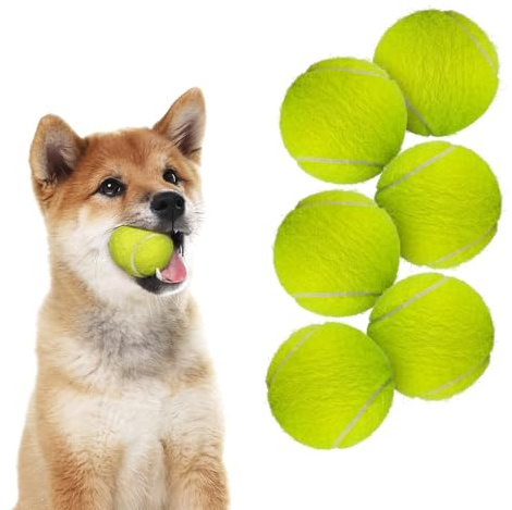 ALL FOR PAWS 6PCS Pelotas de Tenis de 2 para Perros, Juguetes de Buscar y Traer para Perros Pequeños y Medianos, Pelotas de Tenis Saltarinas y Duraderas para Lanzador de Pelotas