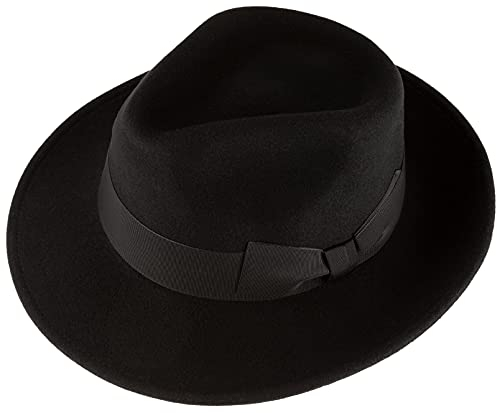 Alpenleder Hut - Modell: Palermo (Handgefertigt) - Nachhaltiges Bio-Filz aus regionaler Landwirtschaft | Fedora Wollhut, Hüte Damen & Herren, Filzhut *Fair Produziert* (Größe XL, 61-62cm), Schwarz