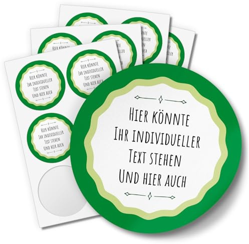 24 INDIVIDUELLE runde Etiketten SELBER GESTALTEN: Grün schlicht - Personalisierte Aufkleber für Hochzeit, Geburt, Gläser, Taufe, Konfirmation, Kommunion, Produkte, Ostern, Weihnachten, Geburtstag