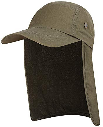 Unisex Adults Safari Sun Hat with Ear and Neck Flap Cover,Green,UPF 50+