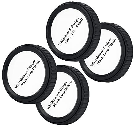 4 Stück JJC Novel markierbarer Objektivrückdeckel für Fujifilm X Mount Objektiv, Objektivdeckel hinten geschriebenes Objektivdetail auf weißem Deckel Besser organisiert