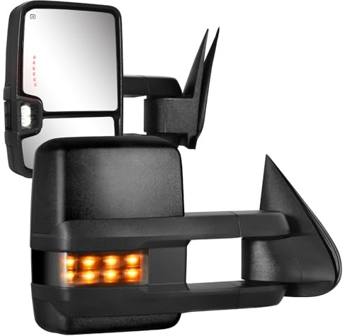 Sanooer Towing Mirrors for 2003-2007 Chevy Silverado Suburban Avalanche Tahoe GMC Sierra Yukon Escalade with Power Glass Turn Signal Light Backup Lamp Heated Extendable Pair Set