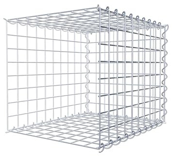 GABIONA Cesta de piedra de gavión rectangular, malla de 5 x 5 cm, profundidad de 40 cm, cesta de cultivo tipo 2, cierre de espiral, galvanizado (50 x 40 x 40 cm)