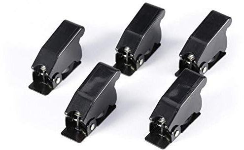 5Pcs Protezione della copertura dell'interruttore a levetta in metallo di plastica nera, protezione della copertura del cappuccio di vibrazione dell'interruttore di sicurezza per l'interruttore a leve