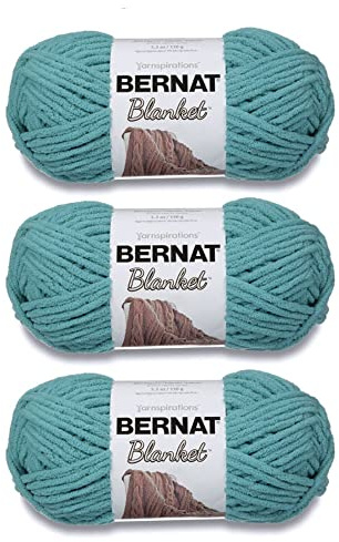 Bernat Filt ljus teal garn – 3-pack med 150 g/5,3 oz – polyester – 6 superskrymmande – 108 meter – stickning/virkning