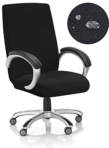 sorliva Bürostuhl Bezug Sessel Überzug Cover Elastische Stuhlhussen Bürostuhlabdeckung Stuhlbezug Schonbezug für Schreibtischstuhl Drehstuhl Computer Stuhl Hussen Bezüge(Schwarz,L)