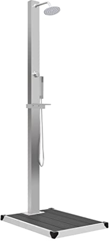 INLIFE Gartendusche mit Bodenelement WPC Edelstahl-1286-1286