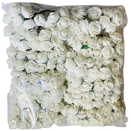 Creative Balloons Artificial Rose Flowers - White Foam Rose Heads - Fake Flowers - Wedding, Birthday, Memorial Day - DIY Crafting & Home Office Decoration - 144pcs
