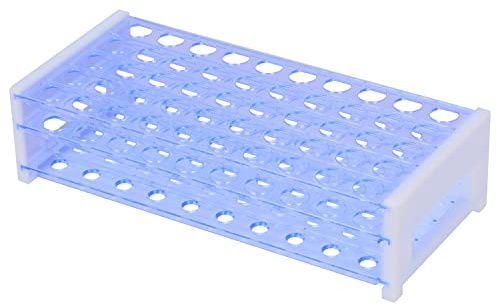 stonylab Reagenzglasständer, 3-Stufig Abnehmbarer Blauer Kunststoffhalter-Ständer, für Wissenschaftliche Laborversuche, 16 mm 50 Plätze