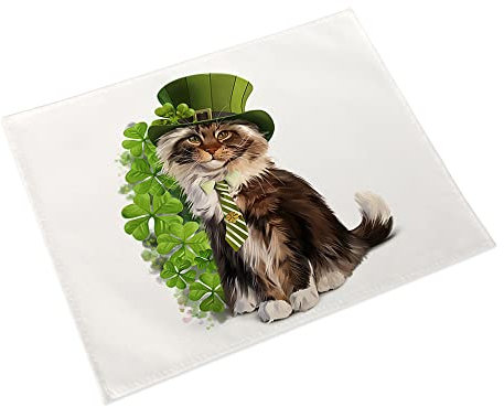 Manteles Individuales Gato Verde Hierba Salvamanteles Individuales Algodón Lino Lavable Individuales Mesa Resistente al Calor Bajoplatos Tapetes para Mesa Bajoplatos 30x45cm 6 Pcs