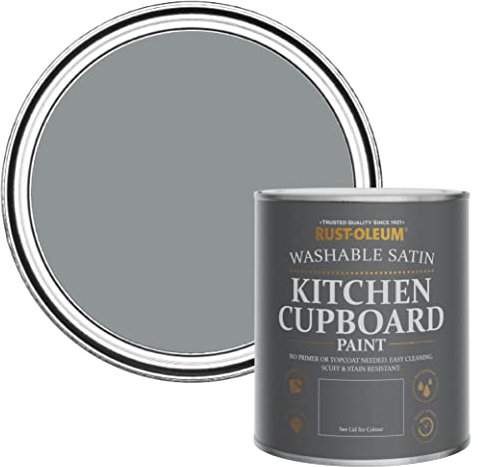 Rust-Oleum Dark Grey Scrubbable Kitchen Cupboard Paint in Satin Finish - Anthracite 750ml