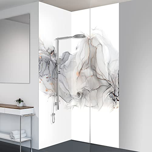 yourplate Duschrückwände individuelle Größe (Marmor Aquarell) | 3mm Aluminium Verbundplatte, exklusives Design, einfache Montage, geringes Gewicht, fugenlos, wasserdicht, pflegeleicht