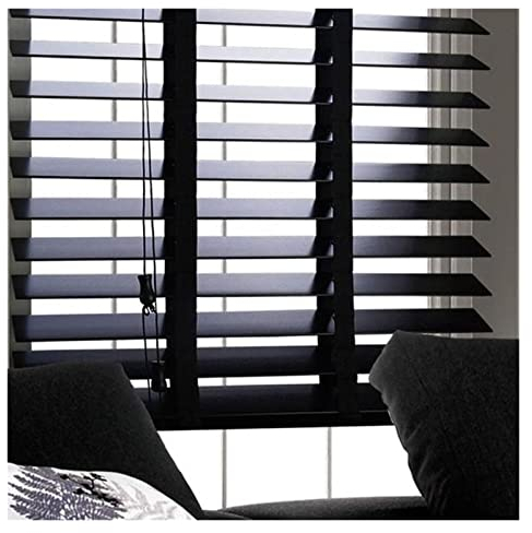 Jalousien 180cm 160cm 140cm 120cm 100cm 80cm 60cm Breite Jalousien aus Holz schwarz, 50mm Lamellen, horizontale Jalousien für Terrassentüren/Schlafzimmer/Küche ( Color : Black , Size : 140x100cm(55.1