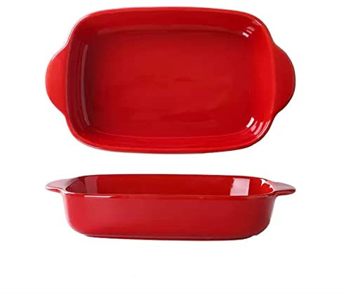 Fuente de Horno Plato for hornear de cerámica de doble oreja, plato for hornear en el hogar, plato for lasaña de Color sólido, plato for hornear Rectangular, plato for hornear arroz con doble oreja Va