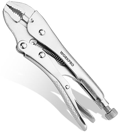 WORKPRO Locking Pliers, 4-inch Curved Jaw Vice Grips Pliers, Chromium-Vanadium Steel Locking Pliers with Wire Cutter, Locking Adjustable Vise Grips for Clamping Twisting Welding