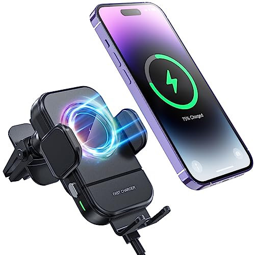 MZHOU 15W kabelloses Autoladegerät, QI-Zertifiziertes Superschnellaufladen, spezielles Design atmungsaktive Löcher magnetische Sauger kabelloses Ladegerät für iPhone 14/13/12 Pro MAX/XS MAX/XR