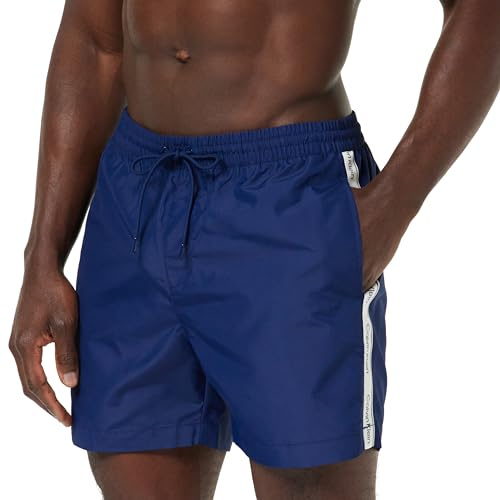 Calvin Klein Herren Badeshorts Medium Drawstring Mittellang, Blau (Signature Navy), XXL