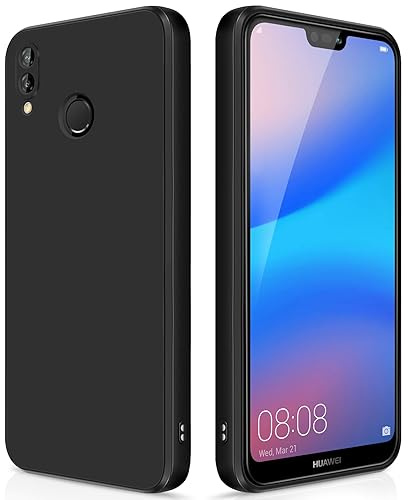 GiiYoon Hülle für Huawei P20 Lite, Schwarz | Silicone Case, Seidig Weiches Gefühl, Stoßschutz, Kratzfest, Mikrofaser-Innenfutter
