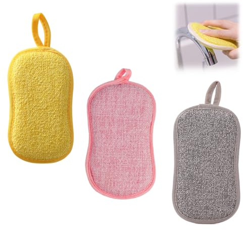 ZKSXOA Estropajo no raya 12 unidades,Esponja de Esmerilado Multiusos,Esponja de Limpieza para Cocina Fontanería - ideal para el lavado cotidiano, incluidos utensilios de cocina antiadherentes y vidrio