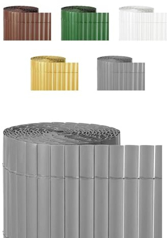 JARDIN202 - Cañizo PVC Doble Cara 1400gr/m² | Valla ocultación | Resistente a Rayos UV | Bridas Fijación Incluidas | 1x3m (Gris)