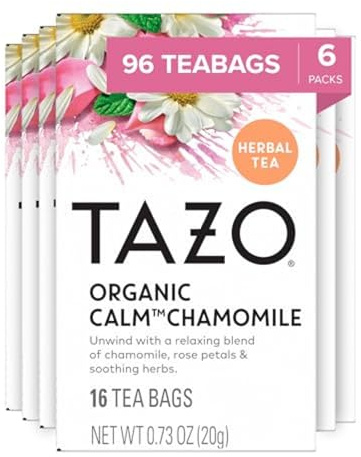 TAZO Calm Chamomile Herbal Tea Bags, Caffeine Free, 96 Total Tea Bags (16ct - Pack of 6)