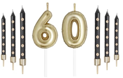 Mciskin Gold Number Candles - 60 Birthday & Wedding Cake Toppers